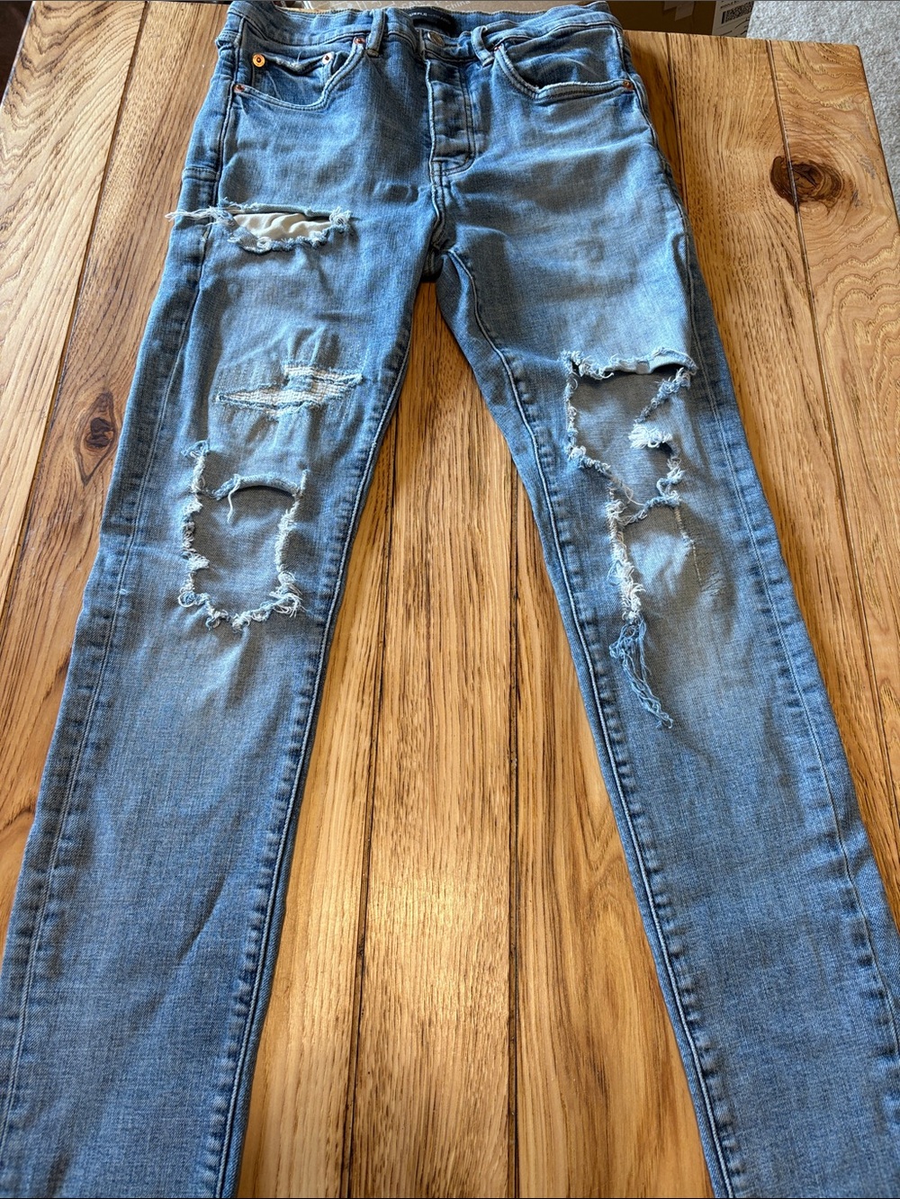 Purple Men's Light Blue Distressed Skinny Jeans